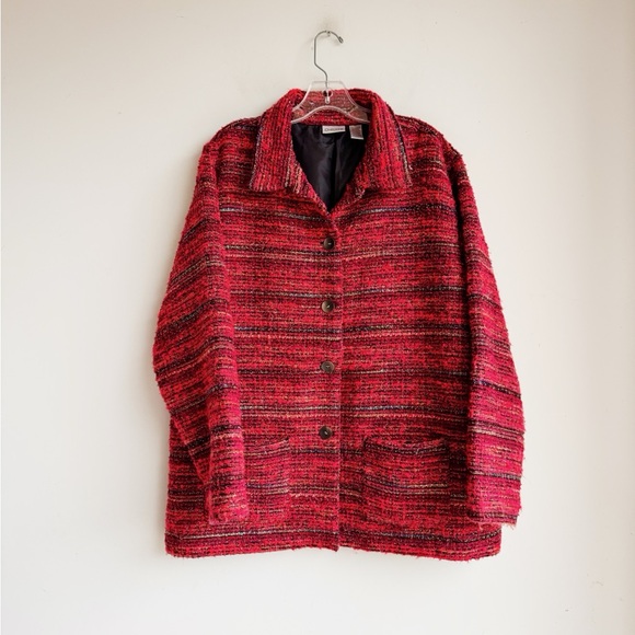Chico’s Red Textured Bouclé Jacket | Size 3 (XL / 16) - Picture 6 of 7